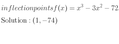 The inflection points of f(x)=x^3-3x^2-72x are (1,-74)